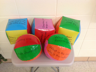 I use comprehension cubes and balls to build comprehension skills.