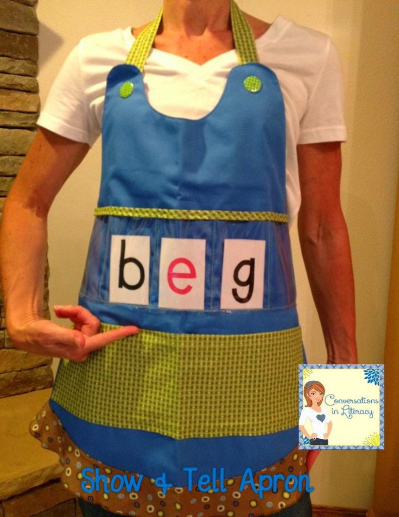 Use letter cards to build words in your apron