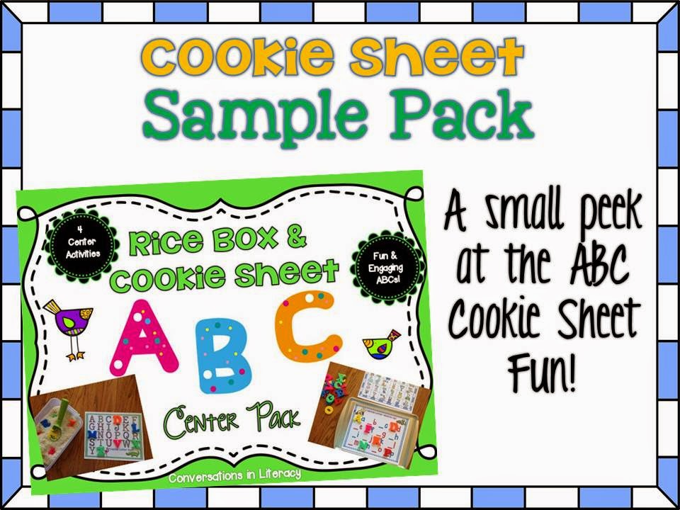 Sample of an ABC Cookie Sheet and Rice Box Activity Pack
