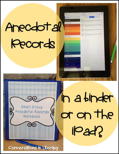 Keeping Anecdotal Records in a binder or on the iPad