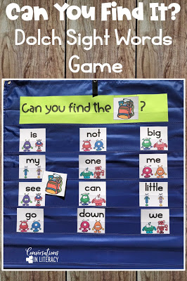 sight word games, sight word picture cards, pocket chart
