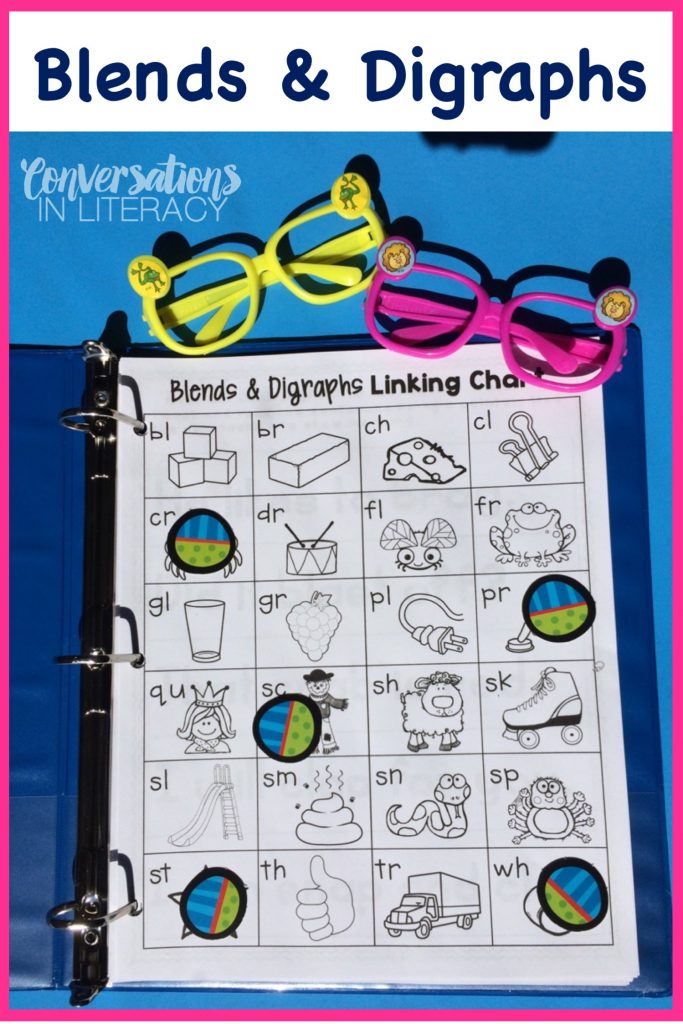 Blends and Digraphs activities for fun learning in the kindergarten, first grade and second grade classroom.  Free teaching ideas for games, printables and alternatives to worksheets for your struggling readers and elementary students. #phonics #decoding #readinginterventions #guidedreading #conversationsinliteracy #blendsanddigraphs