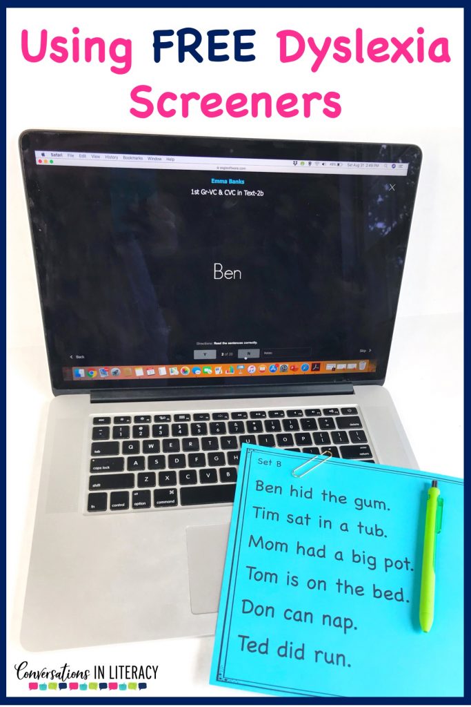 Use ESGI with a Free list of 10 dyslexia screening tests and how to use them in your classroom! #guidedreading  #conversationsinliteracy #phonemicawareness #phonics #classroom #elementary #thirdgrade #secondgrade #kindergarten #dyslexia #strugglingreaders #firstgrade #readinginterventions 2nd grade, 3rd grade, 