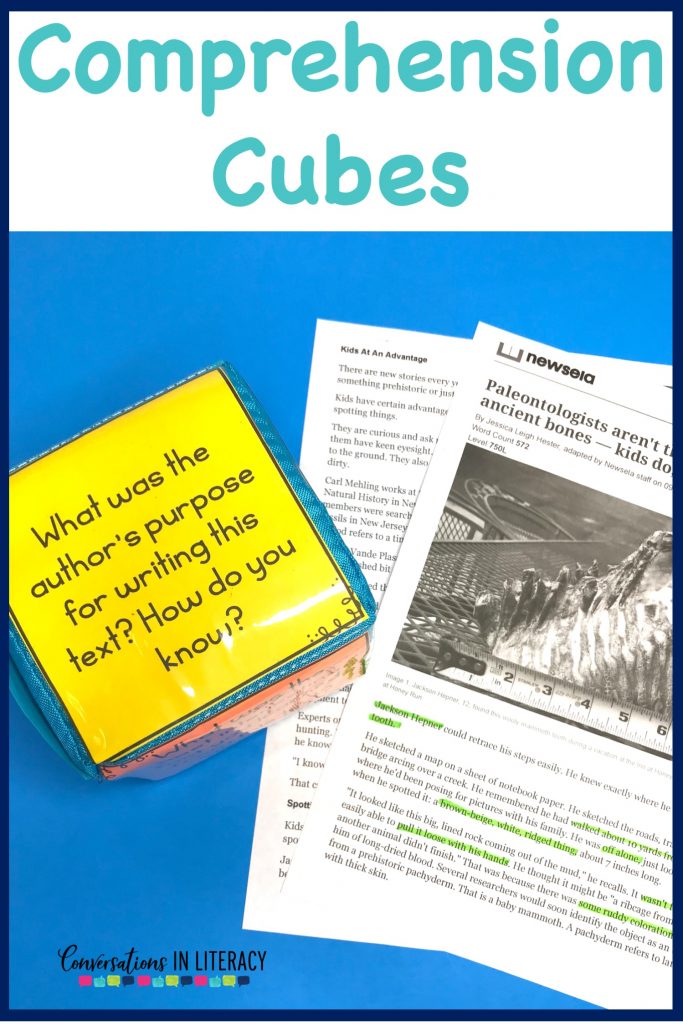 Comprehension Cubes for informational text #guidedreading #freebies #conversationsinliteracy #comprehension #classroom #elementary #thirdgrade #secondgrade #fourthgrade #fifthgrade  #comprehensionstrategies #anchorcharts  #readinginterventions 2nd grade, 3rd grade, 4th grade, 5th grade