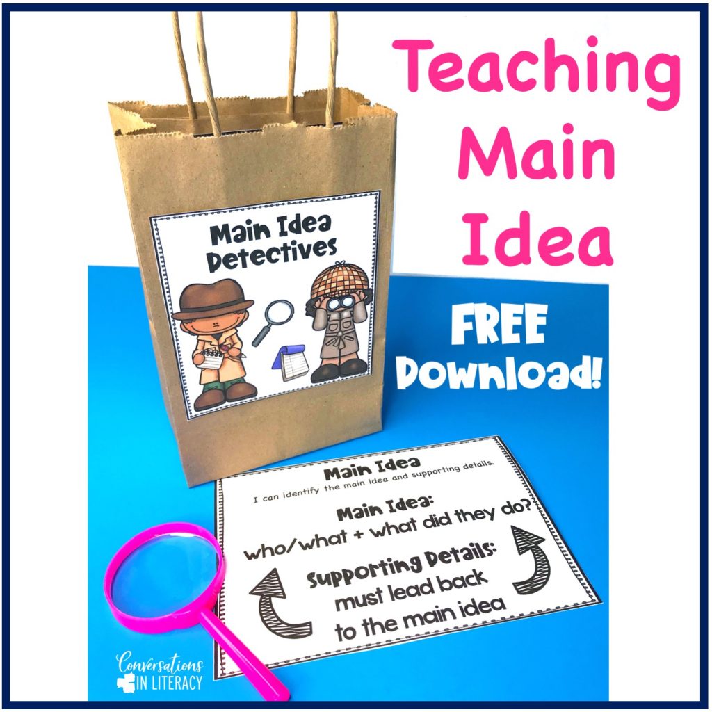 Teaching main idea and supporting details in a fun way so students can understand this comprehension skill. #guidedreading #freebies #conversationsinliteracy #comprehension #classroom #elementary #thirdgrade #secondgrade #fourthgrade #fifthgrade  #comprehensionstrategies #anchorcharts  #readinginterventions 2nd grade, 3rd grade, 4th grade, 5th grade