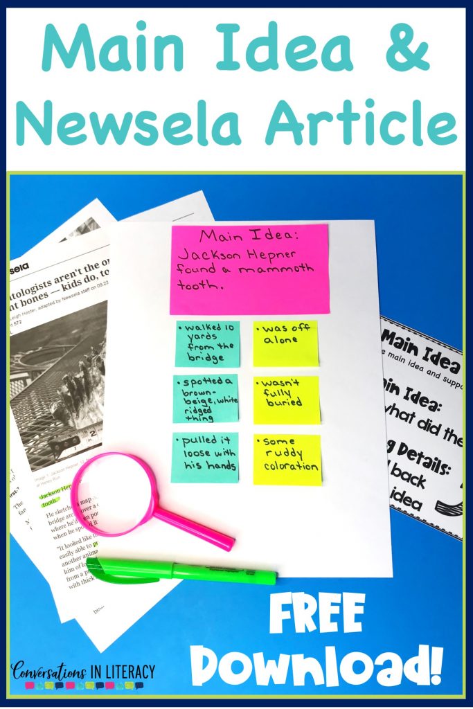 Teaching main idea and supporting details with Newslea so students can understand this comprehension skill. #guidedreading #freebies #conversationsinliteracy #comprehension #classroom #elementary #thirdgrade #secondgrade #fourthgrade #fifthgrade  #comprehensionstrategies #anchorcharts  #readinginterventions 2nd grade, 3rd grade, 4th grade, 5th grade