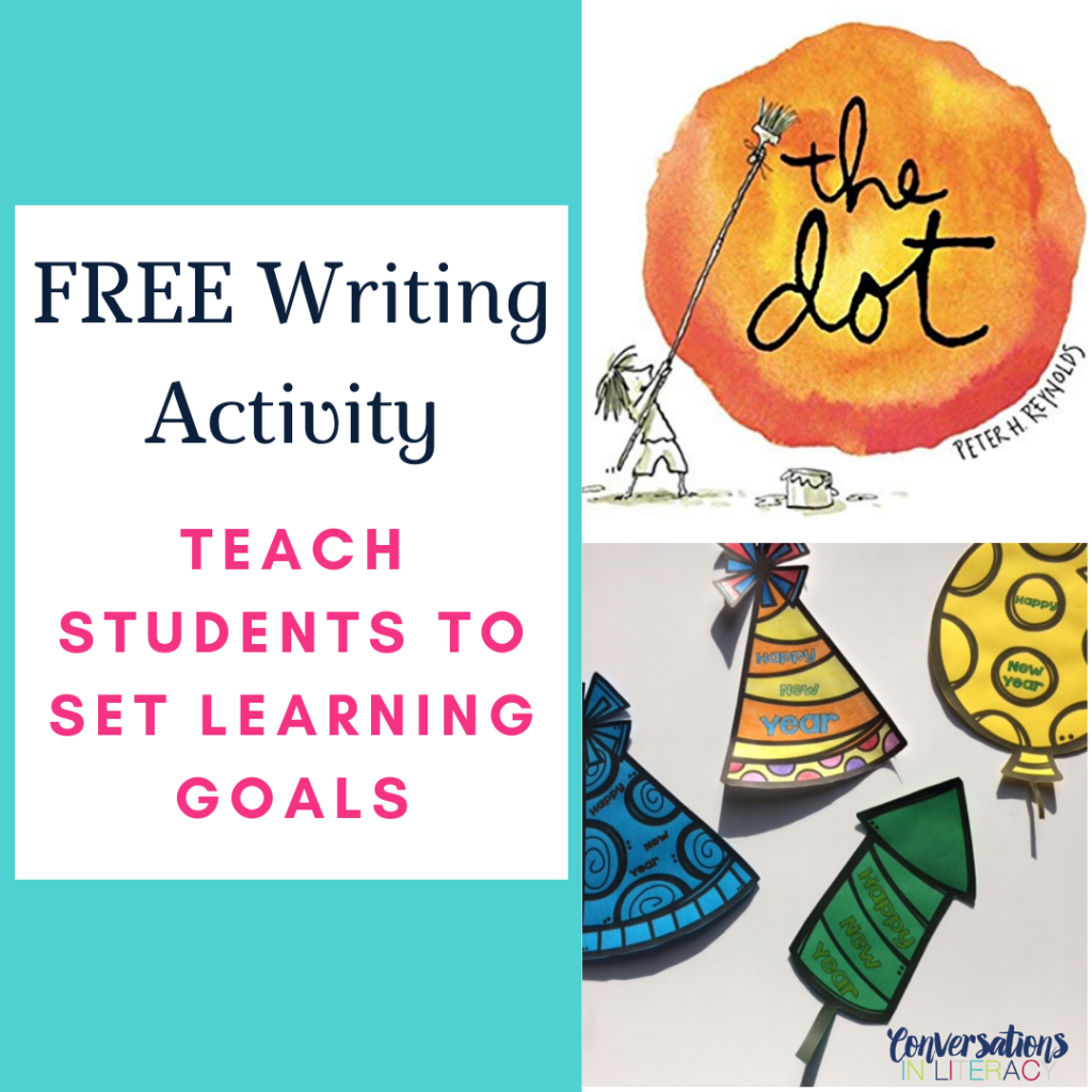 FREE New Year's Writing Activity for setting learning goals in the classroom! #firstgrade #secondgrade #thirdgrade #fourthgrade #fifthgrade #conversationsinliteracy #classroom #elementary #writingactivity #newyears #growthmindset #learninggoals kindergarten, 1st grade, 2nd grade, 3rd grade, 4th grade, 5th grade