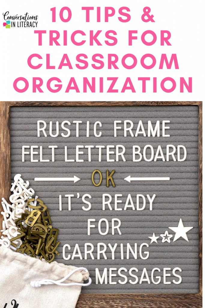 10 Easy Tips and Tricks to help you get your elementary classroom organized and decluttered! #kindergarten #firstgrade #secondgrade #thirdgrade #fourthgrade #fifthgrade #conversationsinliteracy #classroom #elementary #classroomorganization kindergarten, 1st grade, 2nd grade, 3rd grade, 4th grade, 5th grade