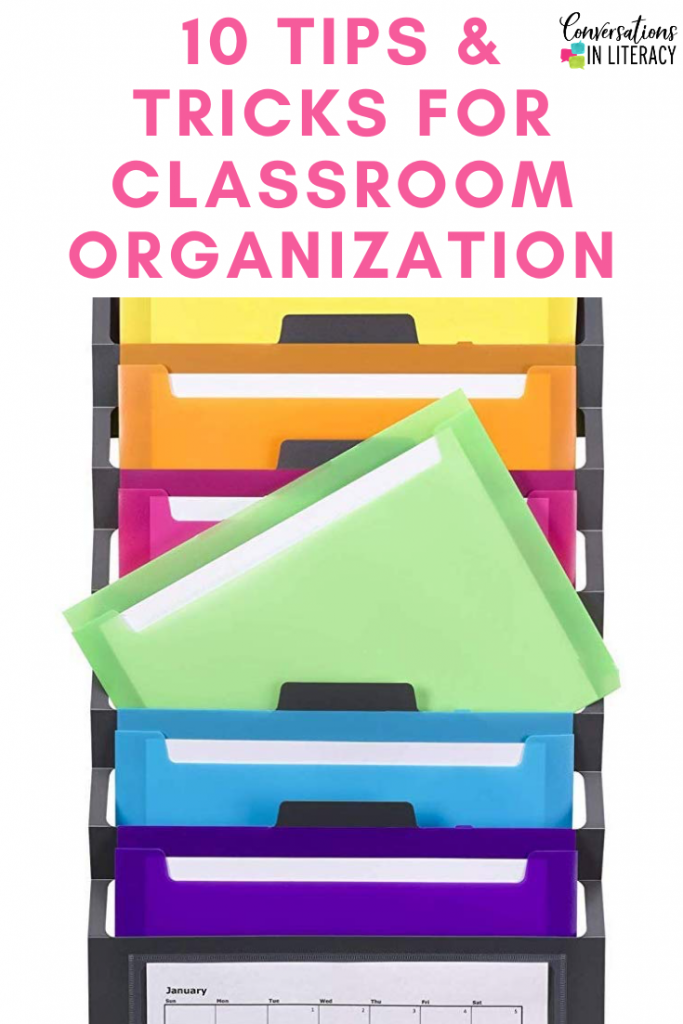10 Easy Tips and Tricks to help you get your elementary classroom organized and decluttered! #kindergarten #firstgrade #secondgrade #thirdgrade #fourthgrade #fifthgrade #conversationsinliteracy #classroom #elementary #classroomorganization kindergarten, 1st grade, 2nd grade, 3rd grade, 4th grade, 5th grade