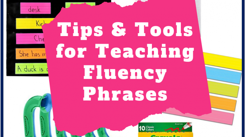 black pocket chart, chart tablet, whisper phones, sentence strips, and markers for improving fluency phrases by Conversations in Literacy