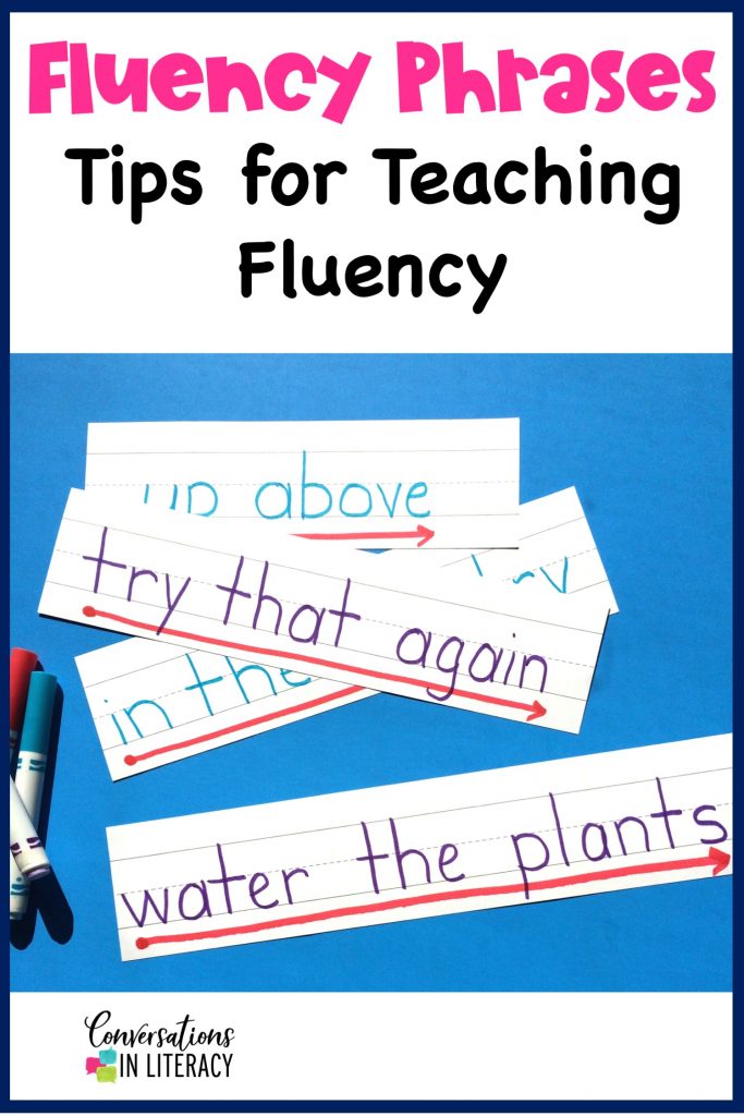 Fluency phrases on sentence strips with markers by Conversations in Literacy