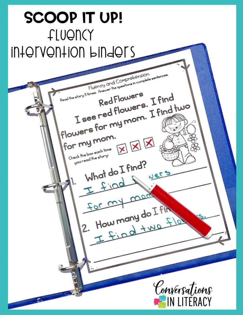 fluency activities in blue notebook by Conversations in Literacy