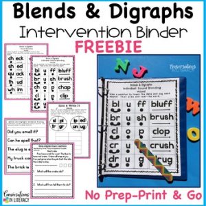 Blends and Digraphs Phonics Reading Intervention Binder FREE | Distance Learning