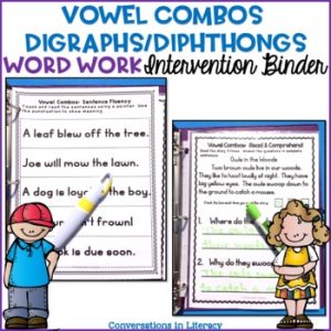 Reading Intervention Phonics & Fluency Binder Vowel Teams Distance ...