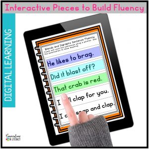 hand pointing to phonics activities on iPad by Conversations in Literacy