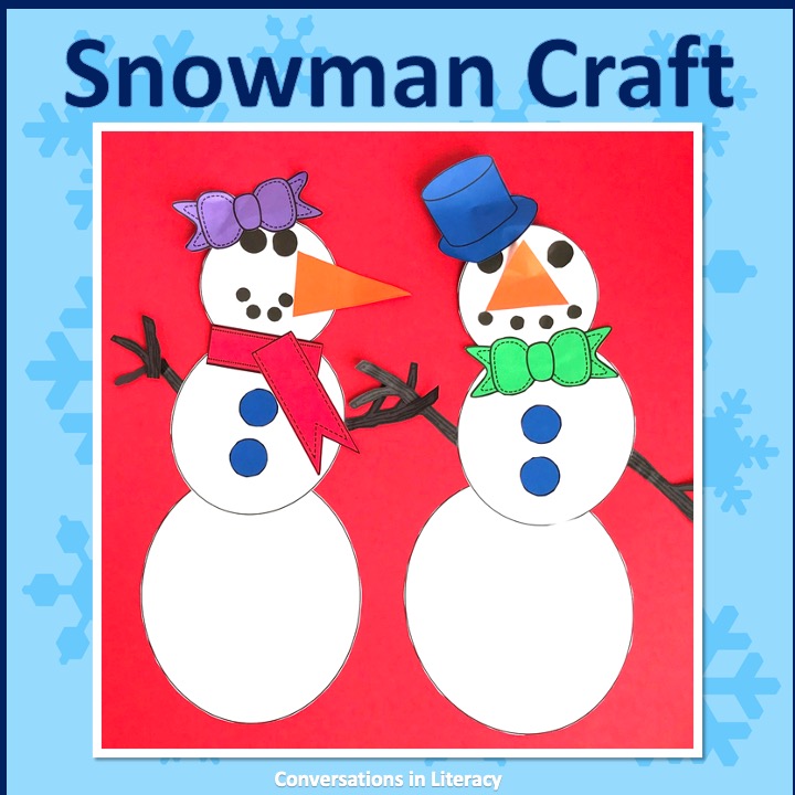 Man and woman snowman craft by Conversations in Literacy