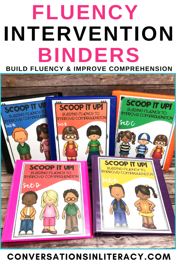 5 fluency binders in different colors by Conversations in Literacy