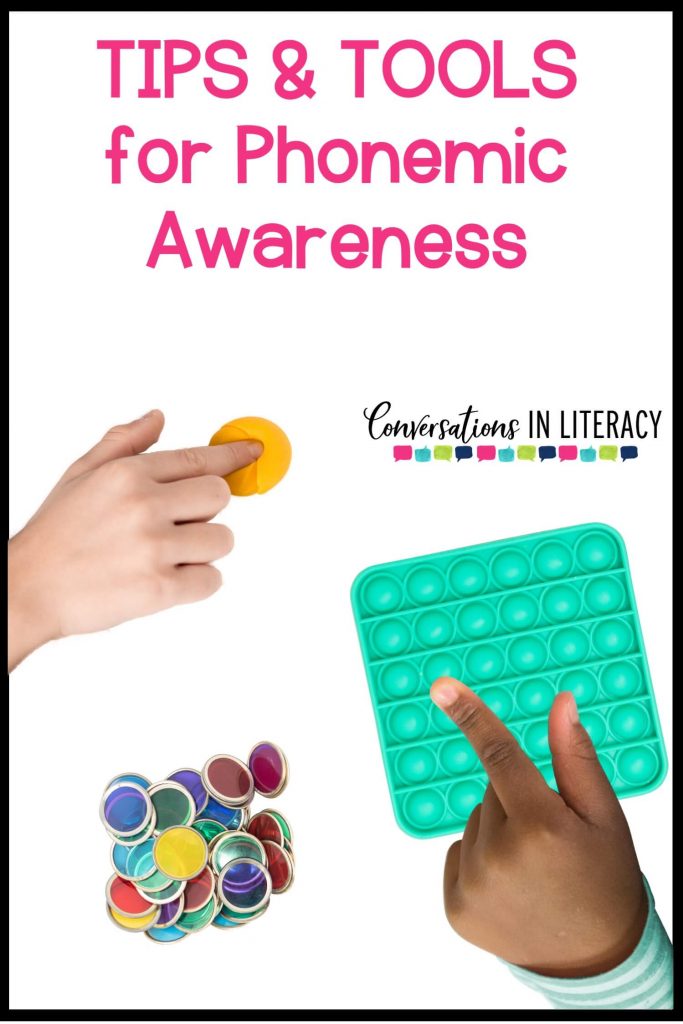 finger smashing yellow Play Doh, bingo chips and hand touching pop it fidget toy by Conversations in Literacy