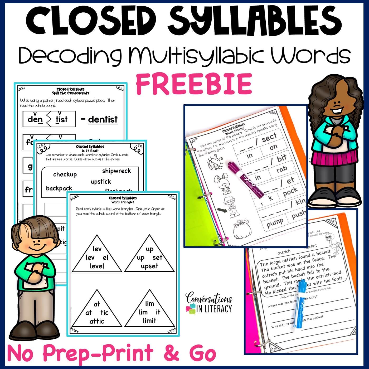 Free Closed Syllables Decoding Multisyllabic Words Activities 