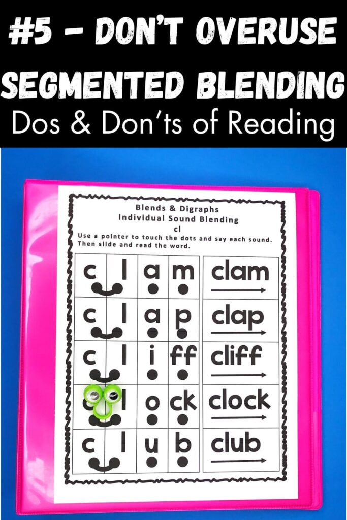 Pink notebook with phonics activities and green finger pointer with eyes by Conversations in Literacy