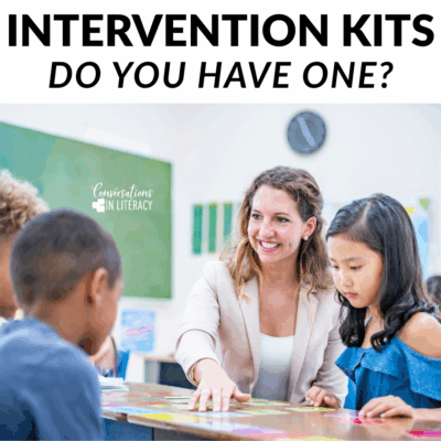 Teacher using intervention kits with students by Conversations in Literacy