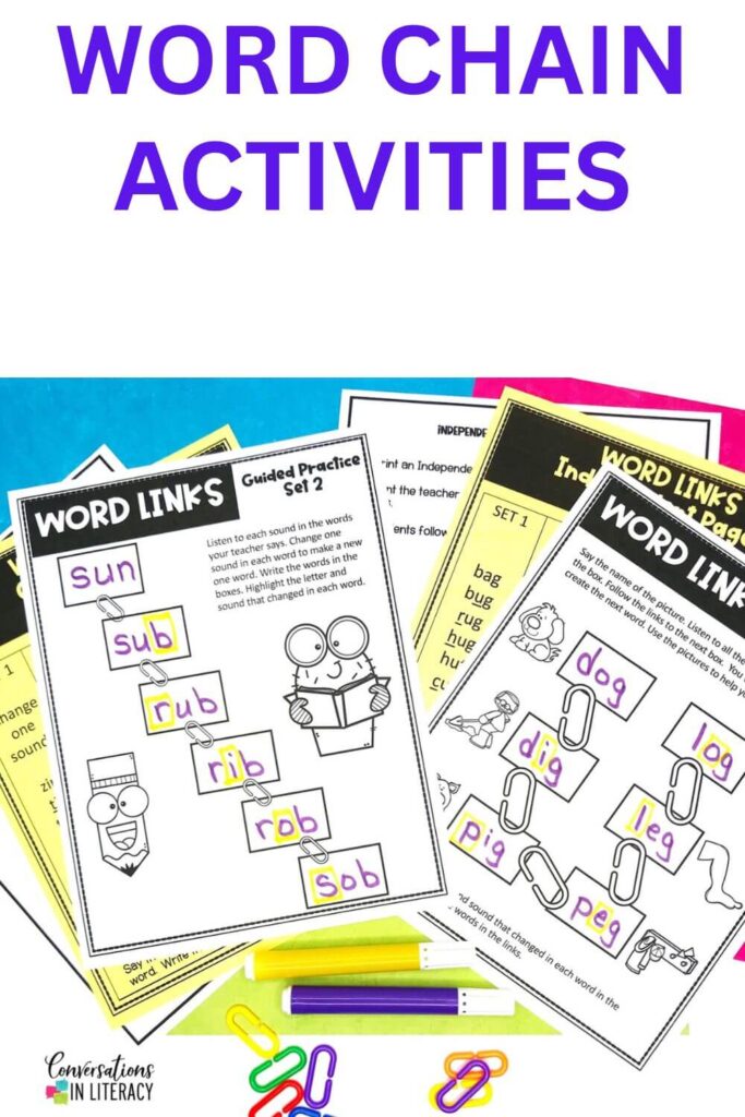 Struggling to find reading activities that help your lowest readers? These hands-on phonics games with word chains word ladders are perfect for small groups and structured reading interventions that move students forward.